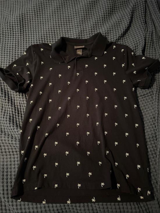 H&M Other - H&M Black Polo with Small White Palm Tree Embroidery